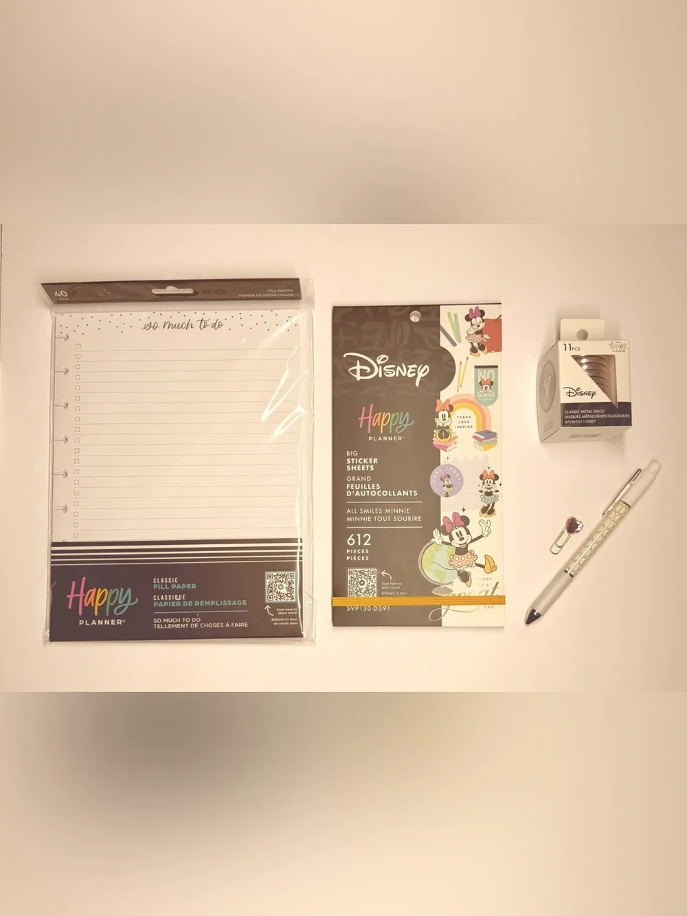 💐 Happy Planner Disney Filler Paper, Sticker, and Metal Disc Bundle